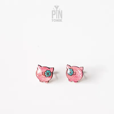 Bijoux - Boucles d'oreilles pendantes en bois représentant un cochon - Boucles d'oreilles animaux de la ferme - PINTONIK