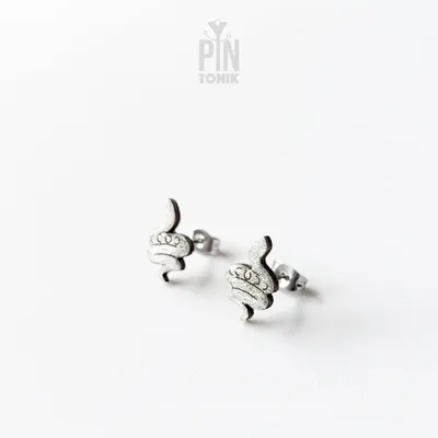Bijoux - Boucles d'oreilles serpent argentées - Bijoux bohèmes et ésotériques - Clous d'oreilles Wicca pour Halloween - PINTONIK