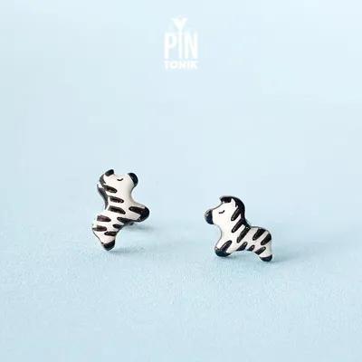 Jewelry - Boho Zebra Stud Earrings for Kids - Animal Pattern Jewelry for Safari - PINTONIK