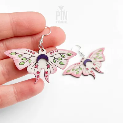 Bijoux - Boucles d'oreilles papillon lune fantaisistes - Bijoux ailes de papillon bohèmes - Cadeau de Noël ou échange de cadeaux champêtres - PINTONIK