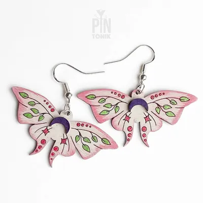 Bijoux - Boucles d'oreilles papillon lune fantaisistes - Bijoux ailes de papillon bohèmes - Cadeau de Noël ou échange de cadeaux champêtres - PINTONIK