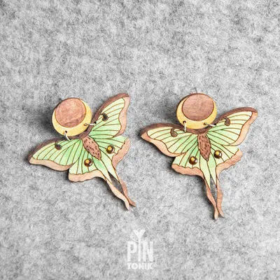 Jewelry - Luna Moth Large Stud Earrings - Whimsical Moth Wings Jewelry - Witchy Halloween Gift for 30th birthday gift - Funky Earrings - PINTONIK