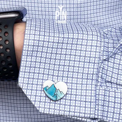 Jewelry - Wooden Mountain Cufflinks - Ski Snowboard Design - PINTONIK