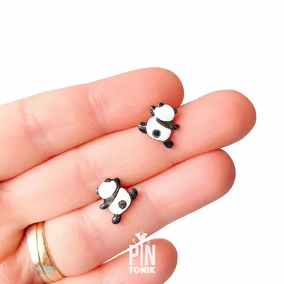 Jewelry - Funny Panda Earrings - Wood & Stainless Steel Animal Jewelry - PINTONIK