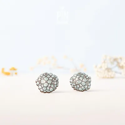 Bijoux - Boucles d'oreilles puces en forme d'hortensia - Boucles d'oreilles bleues pour demoiselle d'honneur - Bijoux botaniques printaniers - Cadeau pour la fête des mères - PINTONIK