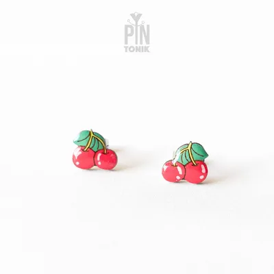 Bijoux - Boucles d'oreilles puces cerise rouge - Bijoux miniatures en forme de fruit - PINTONIK