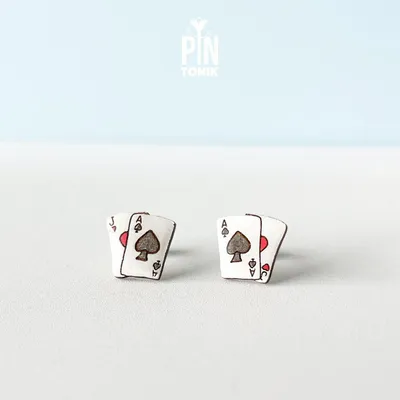 Jewelry - Poker Cards Earrings - Las Vegas Gambling Gifts for Poker Player, Bridge Player or Funny 50th Birthday Gift - PINTONIK