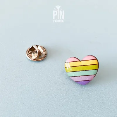 Bijoux - Broche cœurs arc-en-ciel pastel - Broche col - Badge en bois Saint-Valentin - PINTONIK