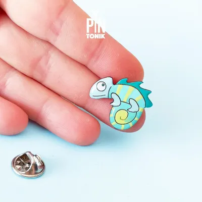 Bijoux - Broche caméléon bleu - Accessoire bouton gecko lézard - Broche cosplay animal - PINTONIK