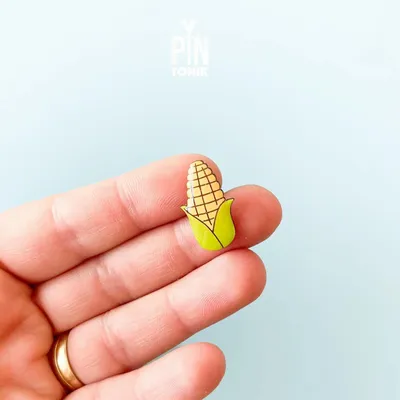 Jewelry - Sweet Corn on the Cob Lapel Pin - Wood Maize Badge Yellow Vegetable Pin - PINTONIK