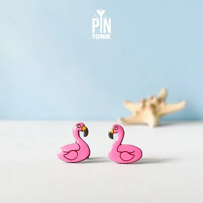 Jewelry - Funny Flamingo Earrings - Pool Floatie Stud Earrings - Summer Beach Jewelry for Pool Party - PINTONIK