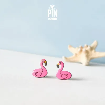 Jewelry - Funny Flamingo Earrings - Pool Floatie Stud Earrings - Summer Beach Jewelry for Pool Party - PINTONIK