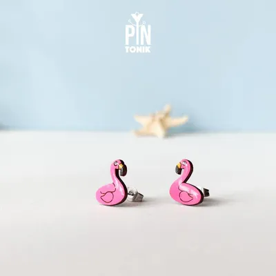 Jewelry - Funny Flamingo Earrings - Pool Floatie Studs - PINTONIK