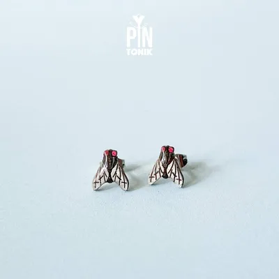 Bijoux - Boucles d'oreilles mouche noire - Bijoux insectes originaux - Accessoire de déguisement mouche pour Halloween - PINTONIK