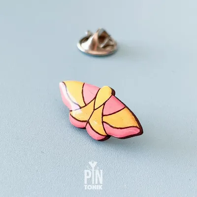 Jewelry - Rosy Maple Moth Pin - Pink Insect Brooch - PINTONIK