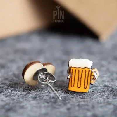 Bijoux - Boucles d'oreilles dépareillées sur le thème de la bière - PINTONIK