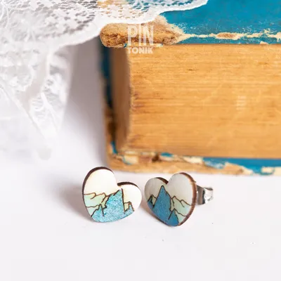 Bijoux - Boucles d'oreilles Montagne - Boucles d'oreilles en bois pour snowboard et après-ski - Bijoux pour les âmes voyageuses - PINTONIK