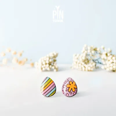 Bijoux - Boucles d'oreilles puces en forme d'œufs de Pâques dépareillés - Bijoux de printemps amusants - PINTONIK