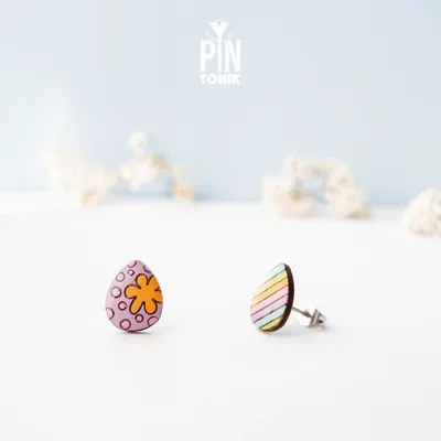 Bijoux - Boucles d’Oreilles Clous Œufs de Pâques Dépareillés - PINTONIK