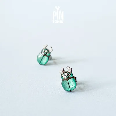 Bijoux - Boucles d'oreilles puces lucane cerf-volant - Bijou insecte rhinocéros - Cadeau pour les amoureux des insectes - PINTONIK