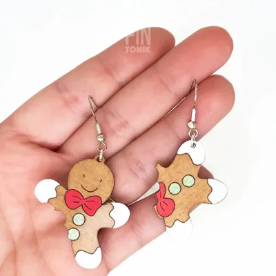 Bijoux - Boucles d'oreilles Bonhomme en pain d'épice - Bijoux de Noël amusants - PINTONIK