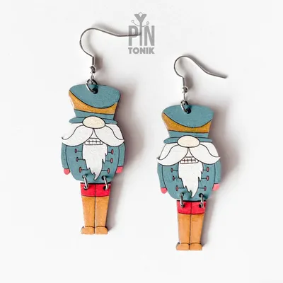 Bijoux - Boucles d'oreilles Casse-Noisette de Noël - Boucles d'oreilles fantaisie - Bijoux amusants à glisser dans une chaussette de Noël - PINTONIK