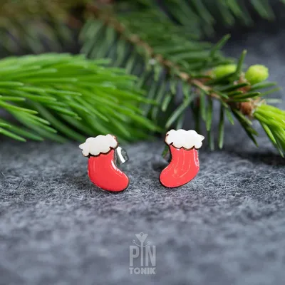 Bijoux - Chaussettes de Père Noël, boucles d'oreilles originales, cadeau de Noël insolite - PINTONIK