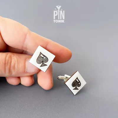 Jewelry - Ace of Spades Cufflinks - Hand-Painted Wooden Poker Cufflinks - PINTONIK