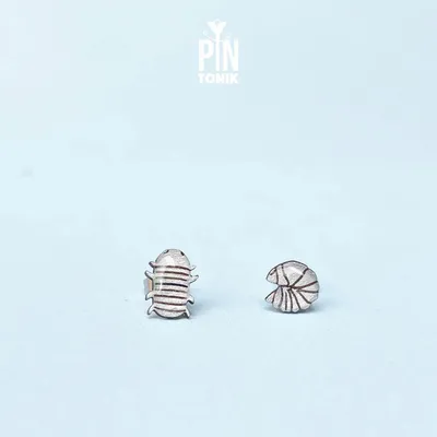 Bijoux - Boucles d'oreilles isopodes dépareillées - Bijoux originaux en forme de cloporte - Accessoire de déguisement d'Halloween - PINTONIK