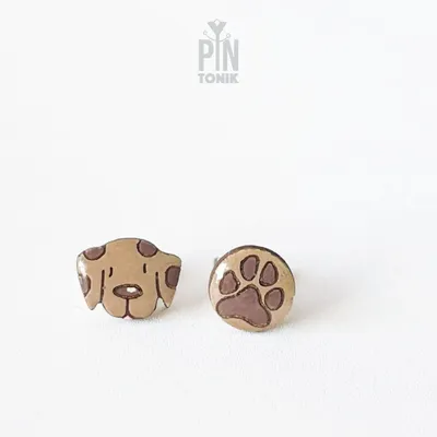 Jewelry - Mismatched Dog Paw Earrings - Wooden Studs, Stainless Steel Base - PINTONIK