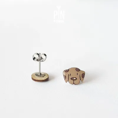 Jewelry - Mismatched Dog Paw Earrings - Wooden Studs, Stainless Steel Base - PINTONIK