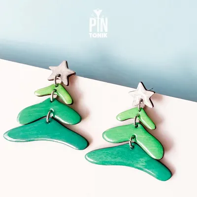 Jewelry - Christmas Tree Dangle Earrings - Sterling Silver Festive Jewelry - PINTONIK