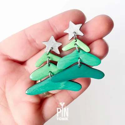 Jewelry - Christmas Tree Dangle Earrings - Sterling Silver Festive Jewelry - PINTONIK