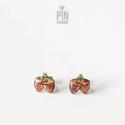 Jewelry - Tiny Acorn Studs - Autumn Funky Earrings - Fall Jewelry Gift for Back to School or Teachers - PINTONIK