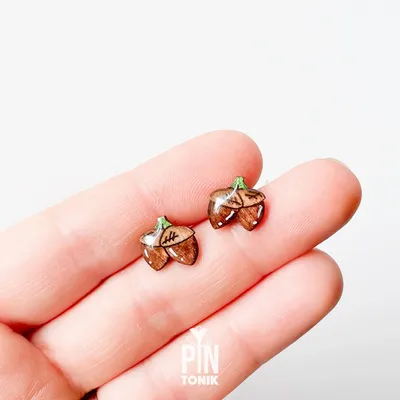 Jewelry - Tiny Acorn Studs - Autumn Funky Earrings - Fall Jewelry Gift for Back to School or Teachers - PINTONIK