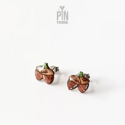 Jewelry - Tiny Acorn Studs - Autumn Funky Earrings - Fall Jewelry Gift for Back to School or Teachers - PINTONIK