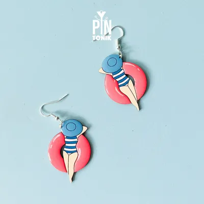 Jewelry - Pool Floatie Earrings - Sterling Silver - Neon 80s Summer Earrings - PINTONIK