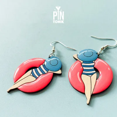 Jewelry - Pool Floatie Earrings - Sterling Silver - Neon 80s Summer Earrings - PINTONIK