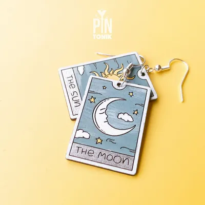 Bijoux - Boucles d'oreilles Tarot Soleil et Lune - Bijoux Whimsigoth en argent sterling - PINTONIK