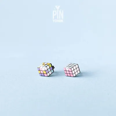 Jewelry - Rubik's Cube Retro Earrings - Funky Mismatched 90s Jewelry - Nerdy 80s Stud Earrings - PINTONIK