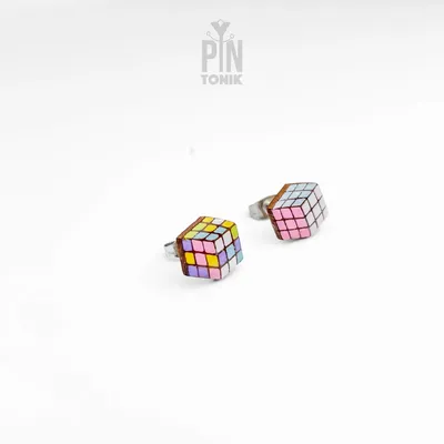Bijoux - Boucles d'oreilles rétro Rubik's Cube - Bijoux dépareillés et originaux des années 90 - Boucles d'oreilles puces style geek des années 80 - PINTONIK