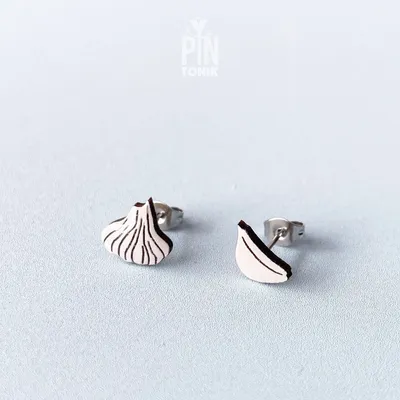 Jewelry - Garlic Stud Earrings - Mismatched Miniature Food Jewelry - PINTONIK