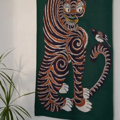 Throw blankets - Tiger and Magpie(Green) - BON`EE(LIVING ART BRAND)