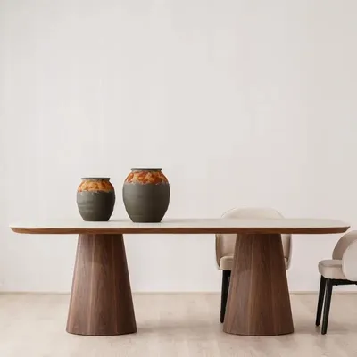 Dining Tables - DINING TABLES. MATT CERAMIC TOP AND WALNUT VENEER - VP INTERIORISMO