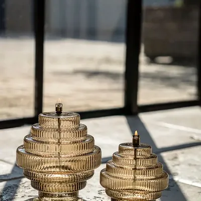 Decorative objects - Twin champagne oil lamp - PERI LIVING