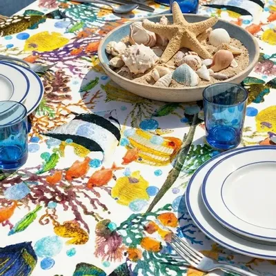 Table linen - PASELLA 1972 JOYFUL TABLECLOTH: 150x150 cm, 4 pax, fish 039 - PASELLA 1972 JOYFUL TABLECLOTH
