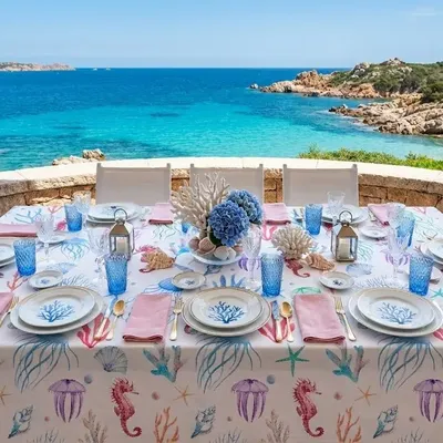 Linge de table textile - PASELLA 1972  tablecloth: jellyfish 021 - PASELLA 1972 JOYFUL TABLECLOTH