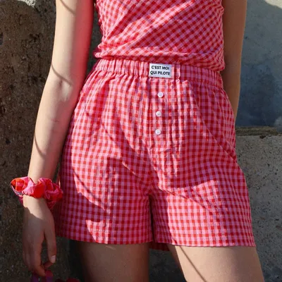 Prêt-à-porter - Caleçon Vichy Framboise - C'EST MOI QUI PILOTE