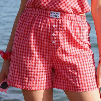 Prêt-à-porter - Caleçon Vichy Framboise - C'EST MOI QUI PILOTE