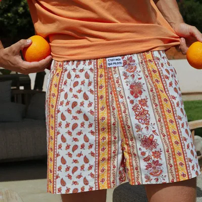 Prêt-à-porter - Caleçon Arles orange - C'EST MOI QUI PILOTE